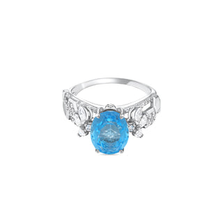 QUEEN BEE MAYA GOLD DIAMOND BLUE TOPAZ RING