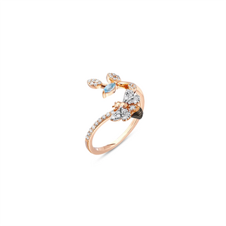 QUEEN BEE MELISSA GOLD DIAMOND BLUE TOPAZ RING