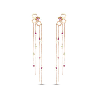 HONEYCOMB PINK SAPPHIRE GOLD DIAMOND EARRINGS