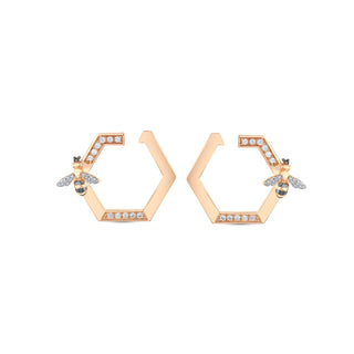 HONEYCOMB GOLD DIAMOND LARGE EARRINGS