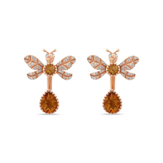 QUEEN BEE EVA GOLD DIAMOND CITRINE EARRINGS