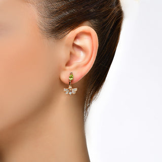 QUEEN BEE EVA GOLD DIAMOND PERIDOT EARRINGS