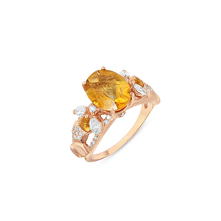 QUEEN BEE MAYA GOLD  CITRINE DIAMOND RING