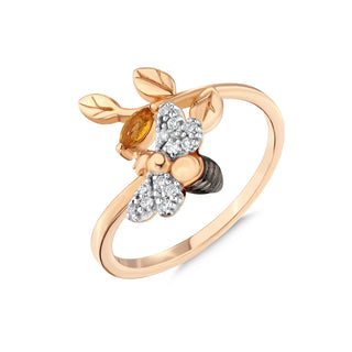 QUEEN BEE MELISSA GOLD DIAMOND CITRINE RING