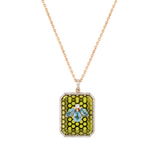 QUEEN BEE GOLD DIAMOND BLUE TOPAZ PERIDOT NECKLACE