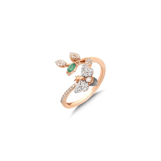 QUEEN BEE MELISSA GOLD DIAMOND EMERALD RING