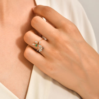 QUEEN BEE MELISSA GOLD DIAMOND EMERALD RING