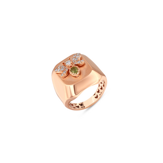QUEEN BEE EVA GOLD BLACK DIAMOND PERIDOT RING