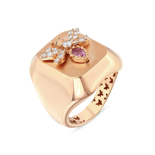 QUEEN BEE EVA GOLD DIAMOND PINK SAPPHIRE RING