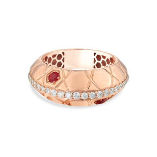 HONEYCOMB RUBY GOLD DIAMOND RING