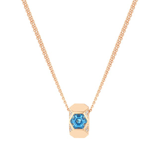 HONEYCOMB GOLD DIAMOND BLUE TOPAZ NECKLACE