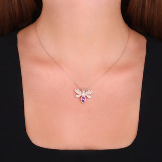 QUEEN BEE EVA GOLD DIAMOND AMETHYST NECKLACE