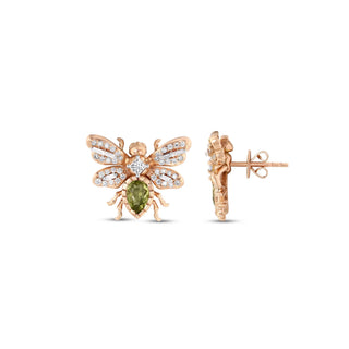 QUEEN BEE BON BON GOLD DIAMOND PERIDOT EARRINGS