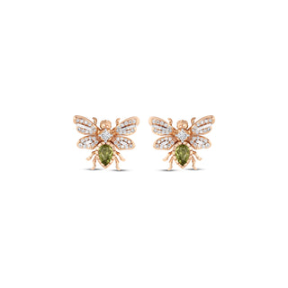 QUEEN BEE BON BON GOLD DIAMOND PERIDOT EARRINGS