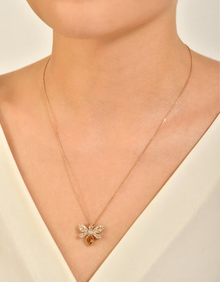 QUEEN BEE BON BON GOLD DIAMOND CITRINE NECKLACE