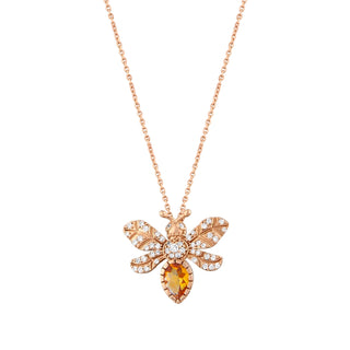 QUEEN BEE BON BON GOLD DIAMOND CITRINE NECKLACE