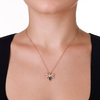 QUEEN BEE EVA GOLD DIAMOND EMERALD NECKLACE