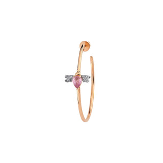 QUEEN BEE BELLA GOLD DIAMOND PINK SAPPHIRE SINGLE EARRING