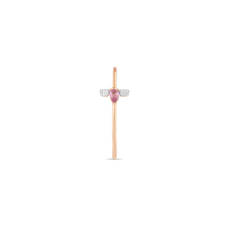 QUEEN BEE BELLA GOLD DIAMOND PINK SAPPHIRE SINGLE EARRING