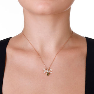 QUEEN BEE EVA GOLD DIAMOND PERIDOT NECKLACE