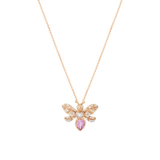 QUEEN BEE EVA GOLD DIAMOND PINK SAPPHIRE NECKLACE