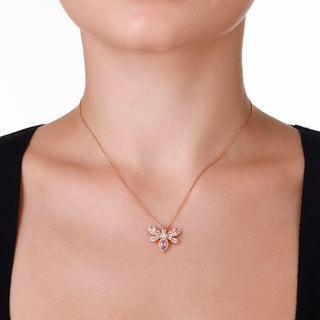 QUEEN BEE EVA GOLD DIAMOND PINK SAPPHIRE NECKLACE