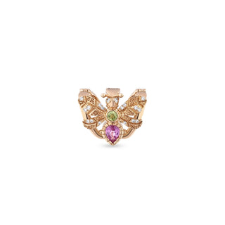 QUEEN BEE GOLD DIAMOND PINK SAPPHIRE EAR CUFF