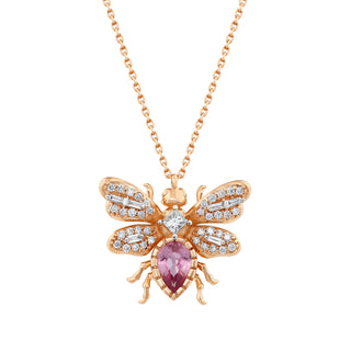 QUEEN BEE BON BON PINK SAPPHIRE GOLD DIAMOND NECKLACE