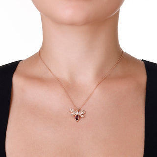 QUEEN BEE EVA GOLD DIAMOND RHODOLITE NECKLACE