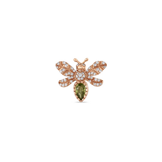 QUEEN BEE EVA GOLD DIAMOND PERIDOT SINGLE EARRING