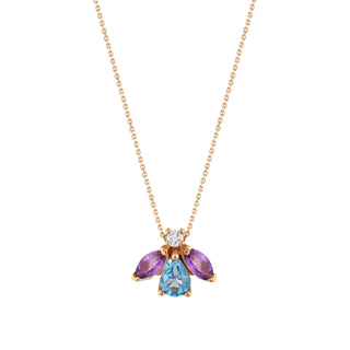 QUEEN BEE MAYA GOLD DIAMOND BLUE TOPAZ NECKLACE