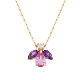 QUEEN BEE MAYA GOLD PINK SAPPHIRE AMETHYST DIAMOND NECKLACE