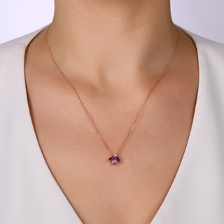 QUEEN BEE MAYA GOLD PINK SAPPHIRE AMETHYST DIAMOND NECKLACE