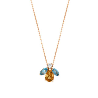 QUEEN BEE MAYA GOLD DIAMOND BLUE TOPAZ NECKLACE