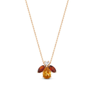 QUEEN BEE GOLD DIAMOND CITRINE GARNET NECKLACE