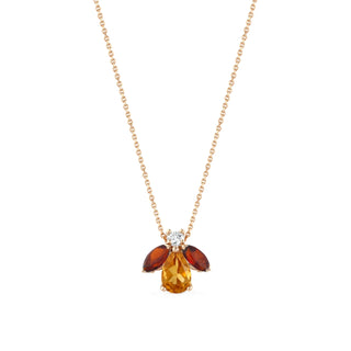 QUEEN BEE MAYA GOLD DIAMOND CITRINE GARNET NECKLACE