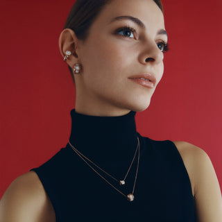 HONEYCOMB HALO GOLD DIAMOND DOUBLE EARRINGS