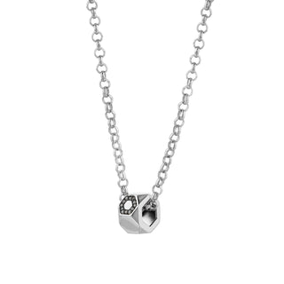 HONEYCOMB SILVER BLACK DIAMOND NECKLACE