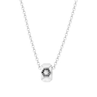 HONEYCOMB SILVER BLACK DIAMOND NECKLACE