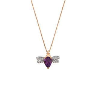 QUEEN BEE BELLA GOLD DIAMOND AMETHYST NECKLACE