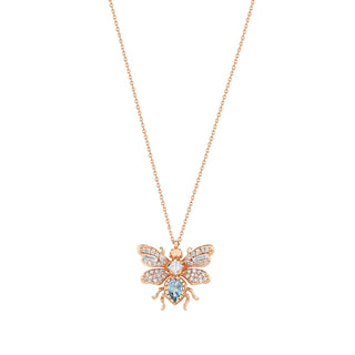 QUEEN BEE MINI BON BON GOLD DIAMOND BLUE TOPAZ NECKLACE