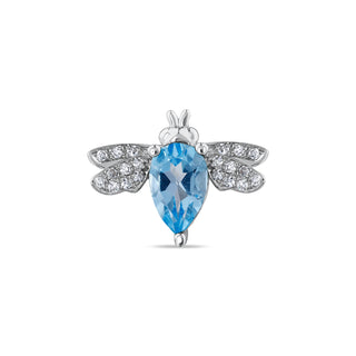 QUEEN BEE BELLA GOLD DIAMOND BLUE TOPAZ PIERCING