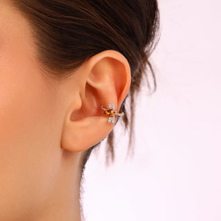 QUEEN BEE BELLA GOLD DIAMOND CITRINE EAR CUFF