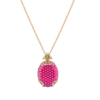 HONEYCOMB PINK SAPPHIRE GOLD DIAMOND NECKLACE