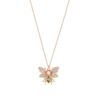 QUEEN BEE MINI BON BON GOLD DIAMOND PERIDOT NECKLACE