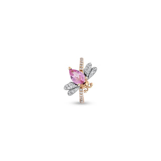 QUEEN BEE BELLA GOLD DIAMOND PINK SAPPHIRE EAR CUFF