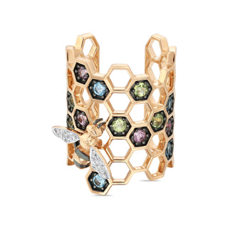 HONEYCOMB GOLD DIAMOND PERIDOT RING