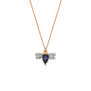 QUEEN BEE BELLA GOLD DIAMOND SAPPHIRE NECKLACE