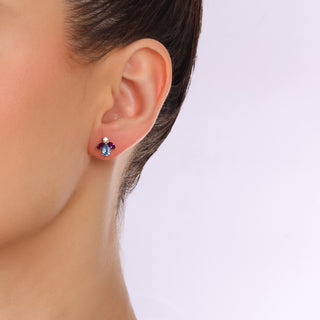 QUEEN BEE GOLD DIAMOND BLUE TOPAZ SINGLE EARRING