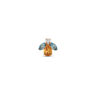 QUEEN BEE MAYA GOLD DIAMOND BLUE TOPAZ SINGLE EARRING